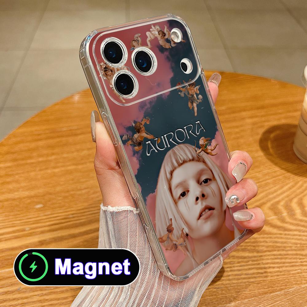 Aurora Aksnes Clear TPU Magsafe Mobile Phone Case for iPhone 17 16 15 14 13 12 11 Air Pro Max Plus Mini Colorful Cover