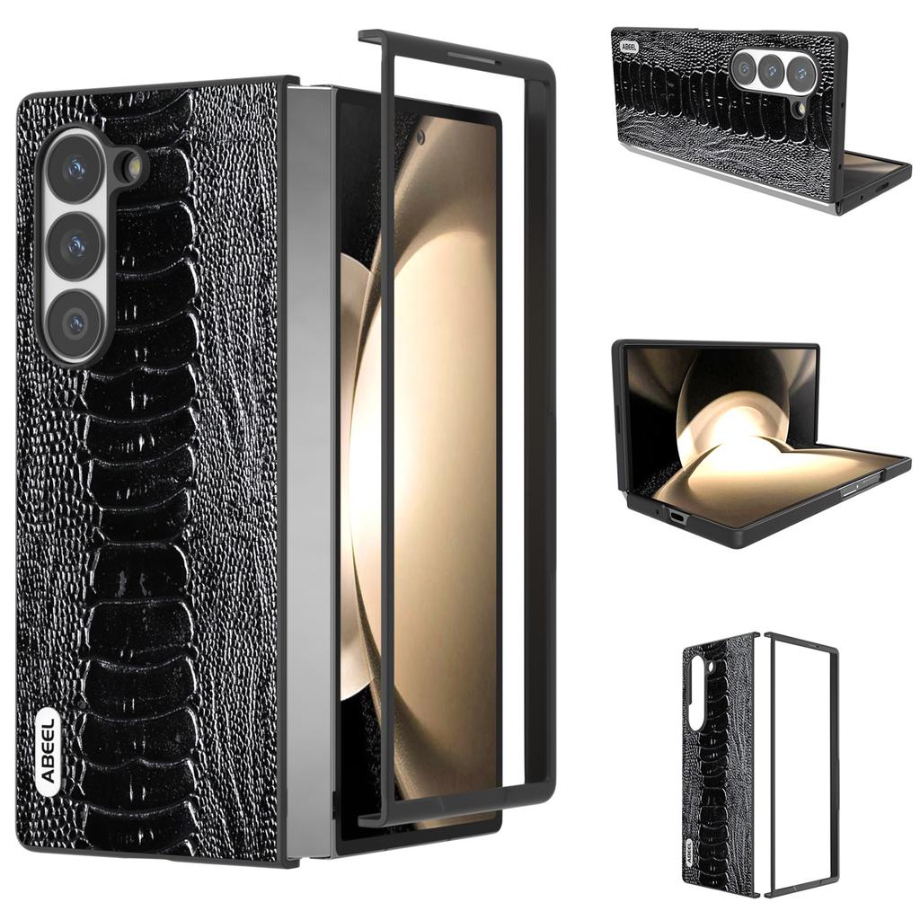 Für Samsung Galaxy Z Fold6 5G Hülle Krokodiltextur Echtes Rindsleder Rückseite
