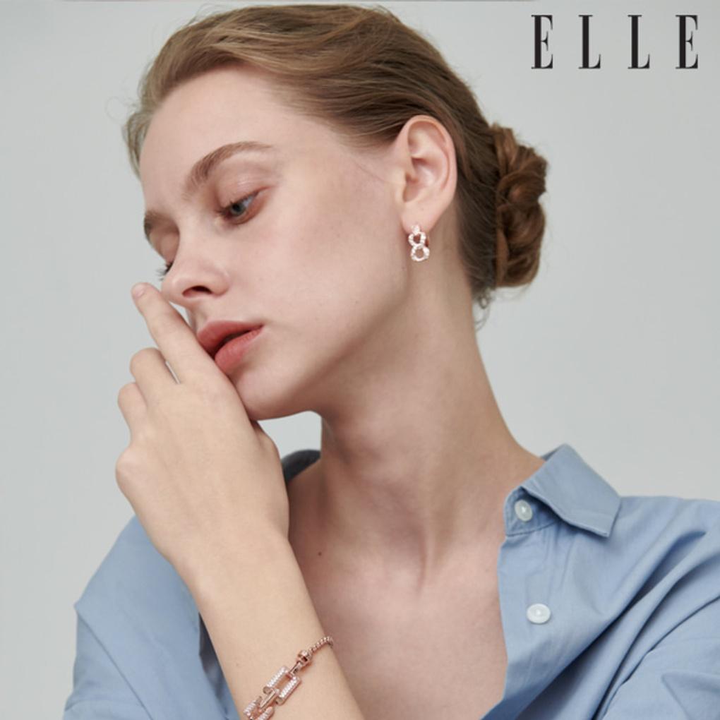 14K Chain Point One-Touch Earrings (Gold Pin) ELGPEE388