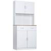 Hohes Küchenbuffet, Küchenschrank, 4 Türen, Schublade, Arbeitsplatte und verstellbare Regale, 80x40x180cm, weiß