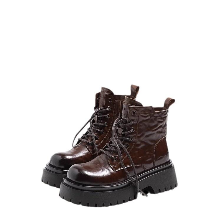 Soft Leather Version~ Martin Boots Women's 2025 New British Style Explosive Boots Women's Autumn and Winter Velvet Heightening Thick-soled Short Boots