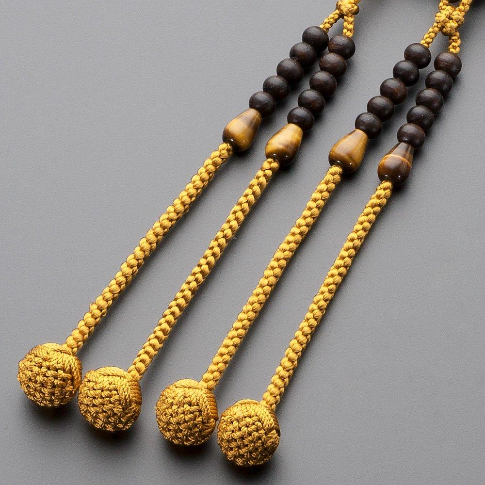 Buddhist Altar Shop Takita Shoten Mala Shingon Authentic Rosary Beads Striped Ebony Tiger Eye Stone 2 Pure Silk Hanabon Tenbou Kyoto Prayer Main