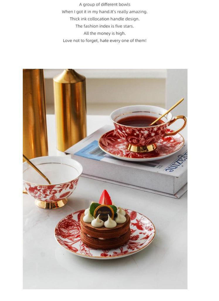 Europäische Leichte Luxus Rose Elegante Knochenporzellan Kaffeetassen - Nischen Ins Stil
