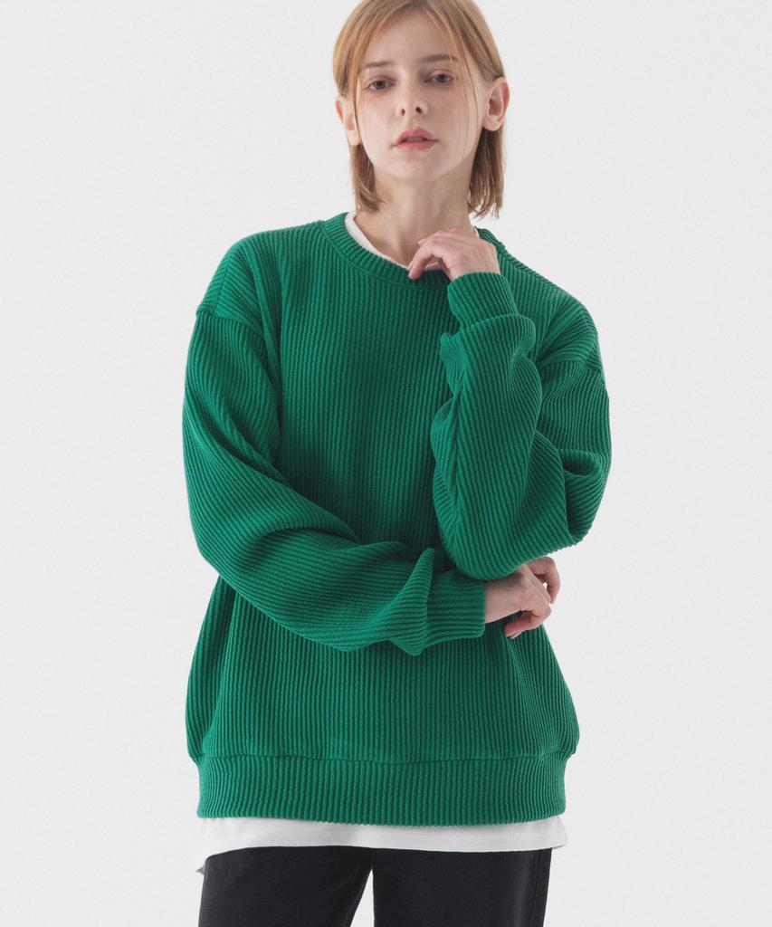 PIANER Comfortable Oversized Crew Neck Knit (Green)