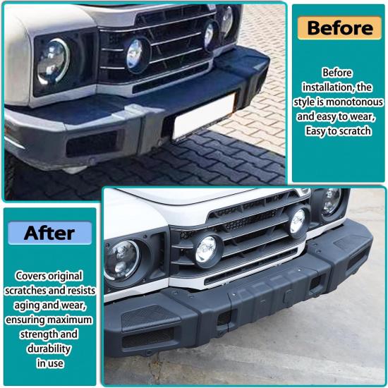 Car Alloy Black Front Bumper Protection Pedal Corner Cover Compatible with Ineos Grenadier 2020-2026 Front Bumper Guards Pads End Caps Cover