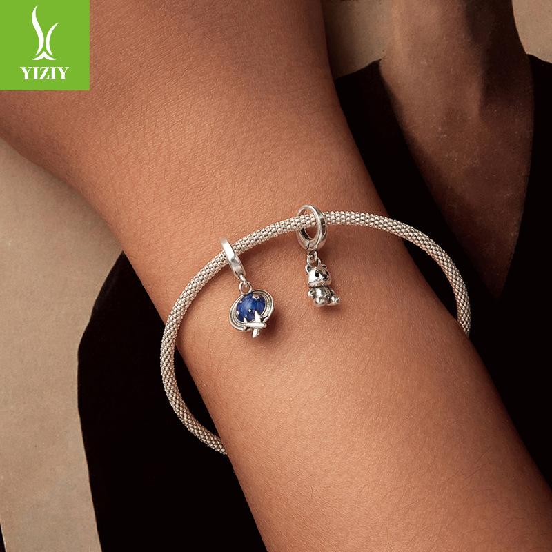 Button Head Can Be Opened And Closed - Global Travel Pendant S925 Sterling Silver Beaded Diy Jewelry Cross-Border