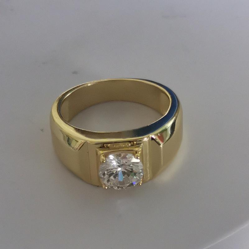 Heißer Herren-Simulationsdiamantring, Kupferbeschichteter klassischer Solitär-Fingerring, Hochglanz-Quadratfassung Modeschmuck 11 brown