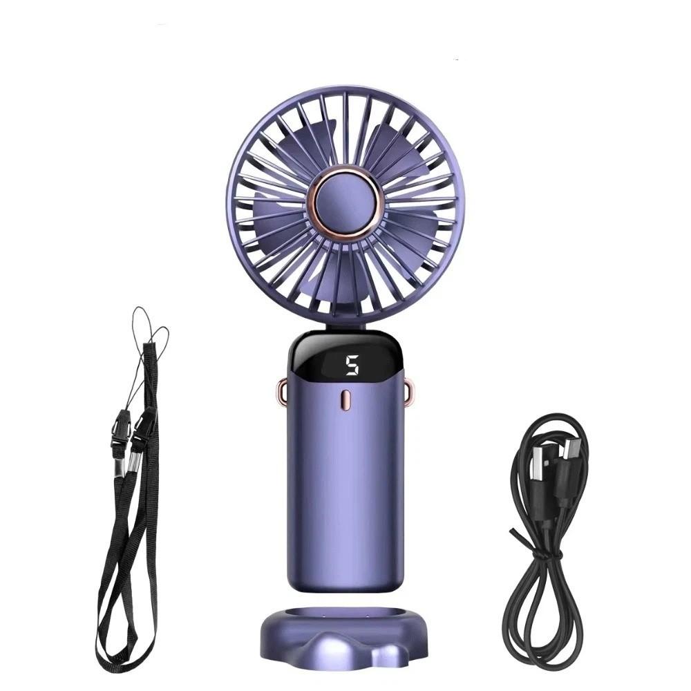 LED Digital Display Rechargeable Fan 90° Adjustable Mini Fan Folding Fan  Handheld Use
