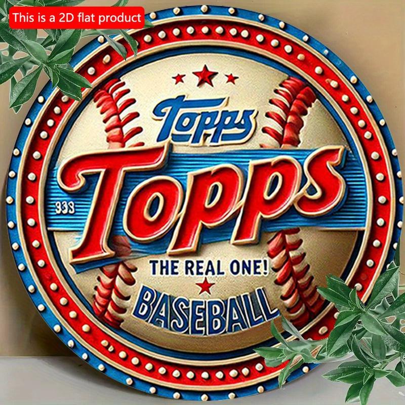 2d Flat 20*20cm Baseball Circular Wooden Plaque Red, White, and Blue Wooden Murals, Rustic Decor for Home, Garages Cafe, or Bar, Sports Themed Design.