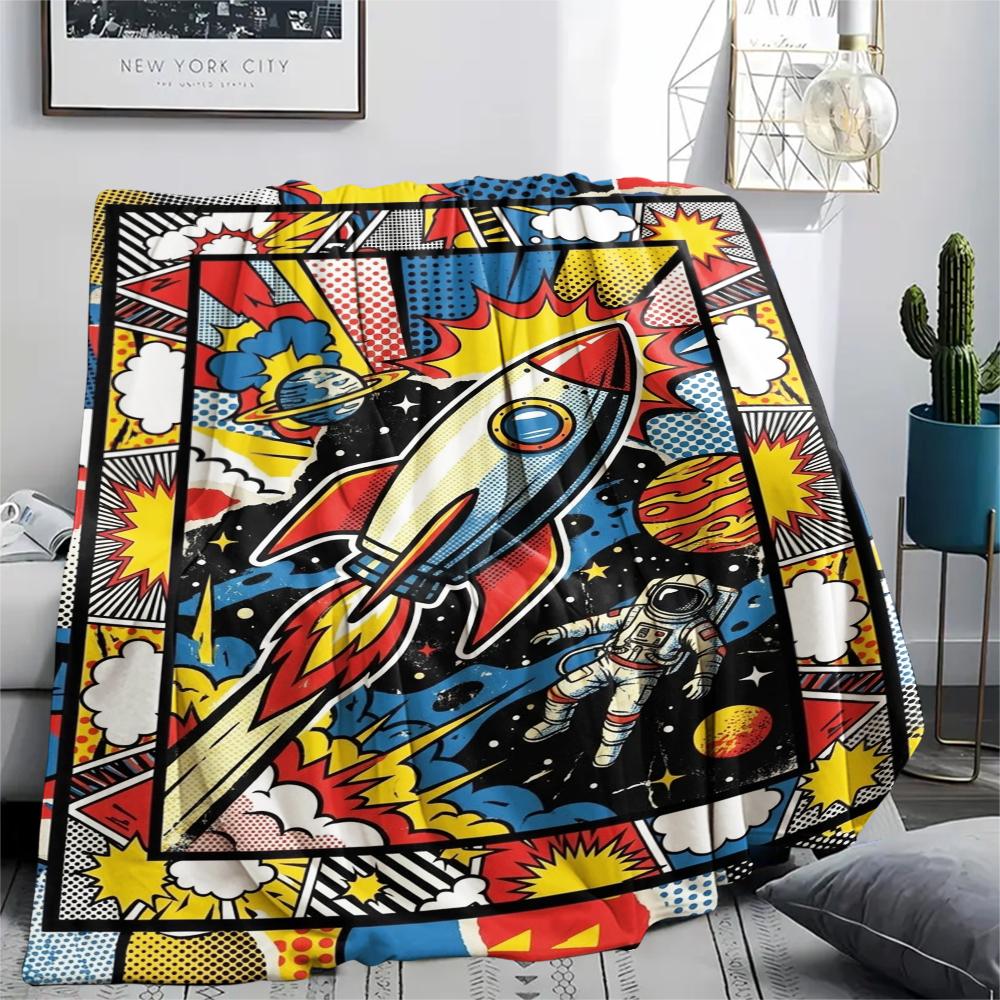 1Pc Space Print Flannel Blanket, High quality Comfortable for All Seasons, Home Decor, Warmth and Comfort, Perfect for Christmas Gifts W157