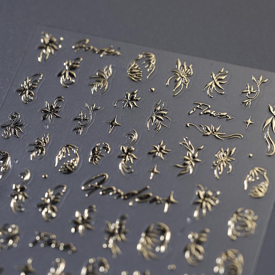 TENSOR Frosted 3D Gold Pattern Self-Adhesive Nail Stickers, Hot Stamping Series M-786