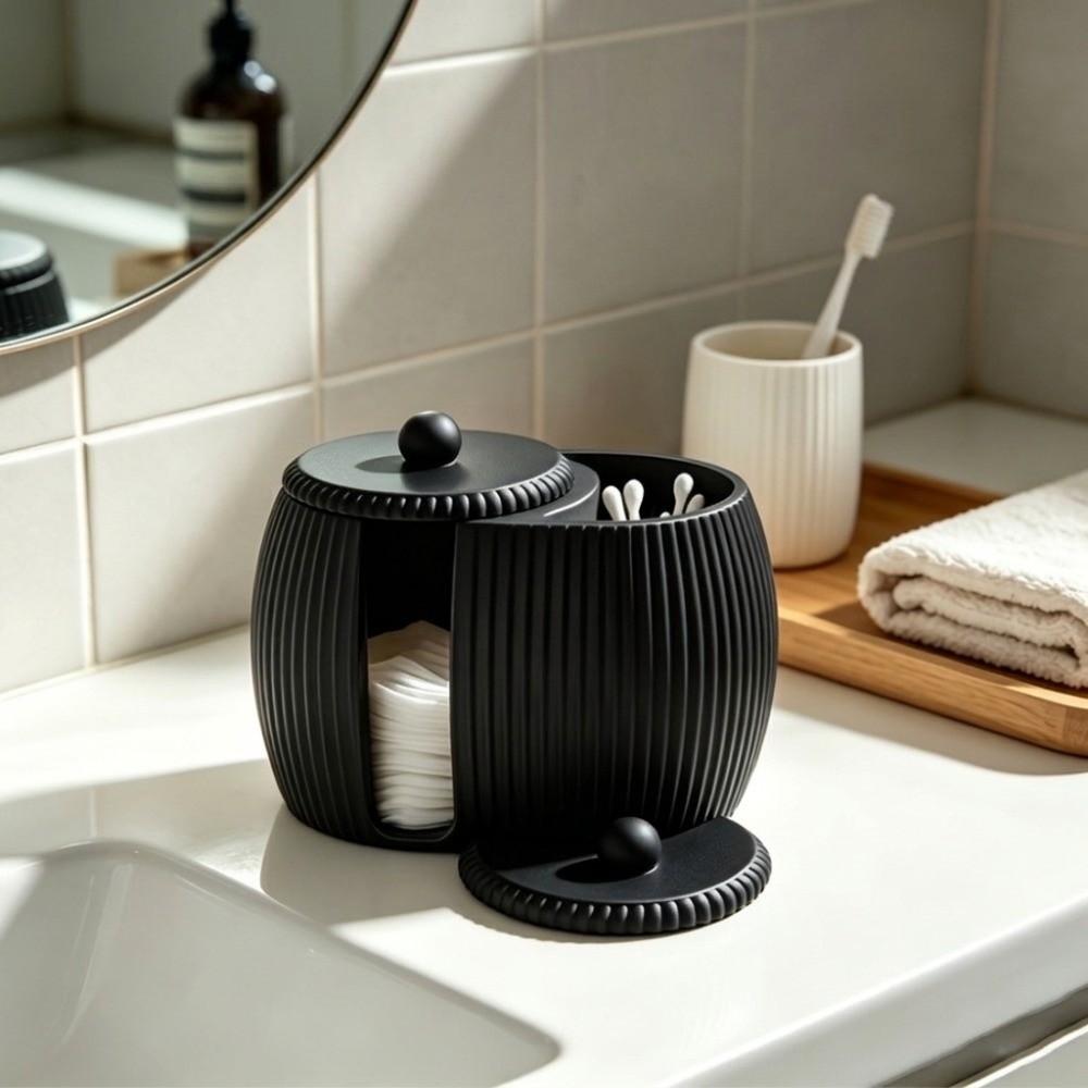 3D Printed Cosmetics Storage Box Striped Pattern Cotton Pad Holder  Washbasin Counter Decor