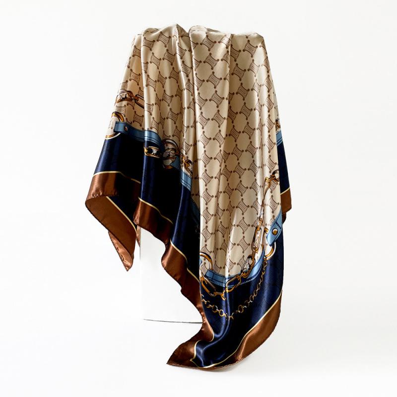 

Fashion Silk Scarf 90cm Ladies Shawl Wrap Turban New Printed Scarf Satin Large Square Scarf 90*90cm