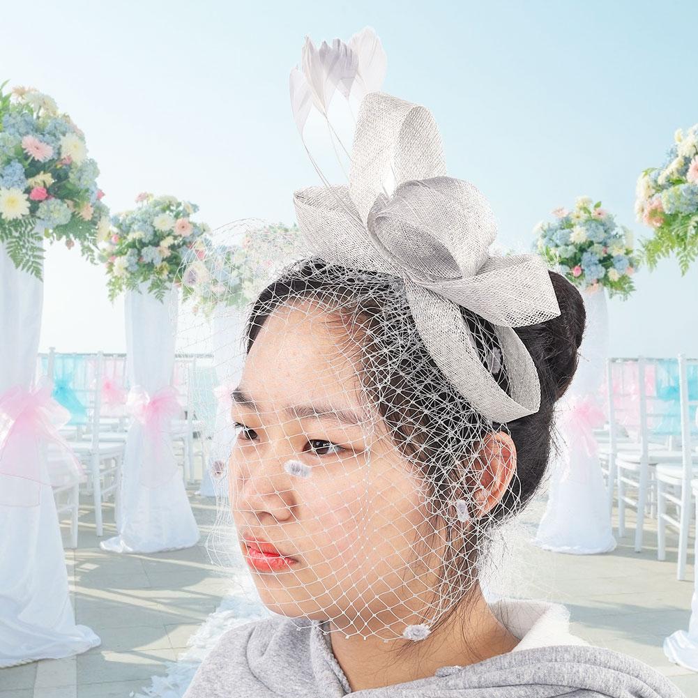 Wedding Women Net Mesh Bridal Face Veil Hats Brides Fascinator Headwear Hair Accessory(Black)
