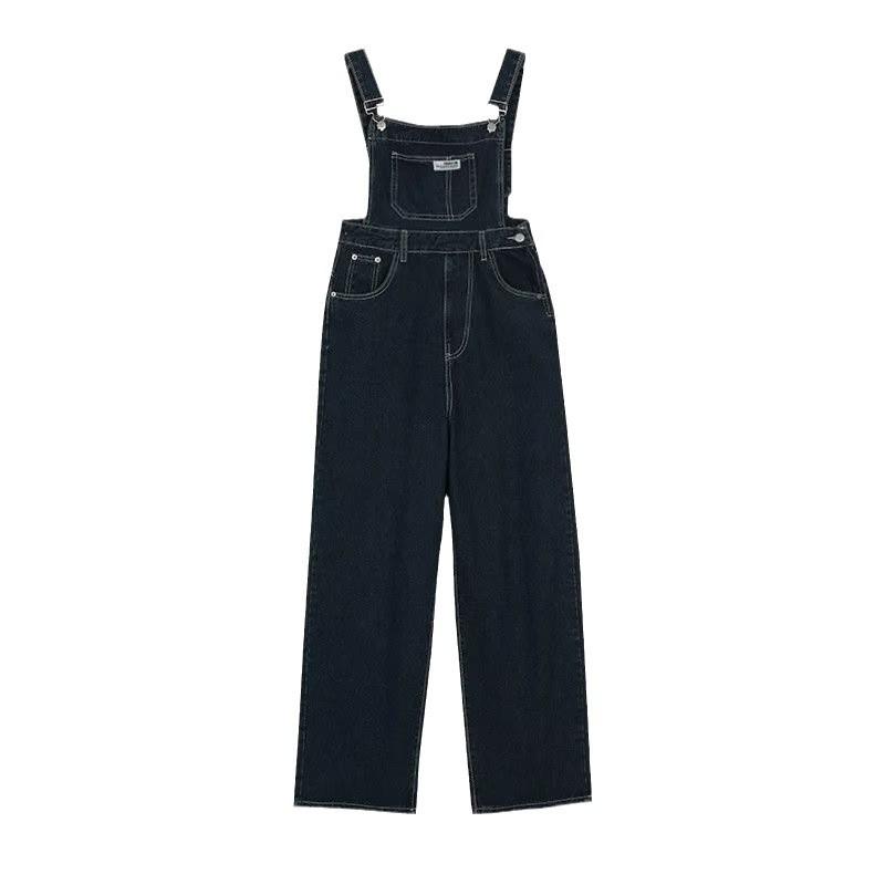 Blue Jumpsuits Jeans Women Straight Fashion Casual Wide Leg Pants Streetwear High Waist Vintage Female Harajuku Y2K Trousers