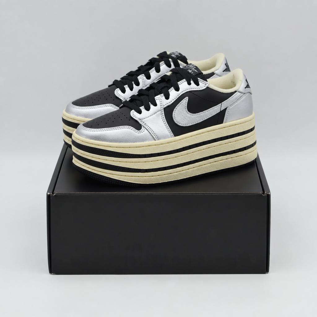 HV8288-001 Nike Air Jordan 1 Triple Stack "Metallic Silver/Black" (Women's)