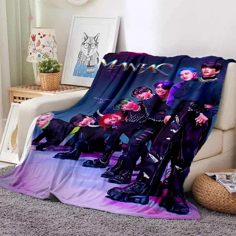 Korea Kpop Stray Kids 3D Singer Soft Flannel Blanket for Beds Bedroom Sofa Picnic,Throw Blanket for Cover Outdoors Leisure Gift