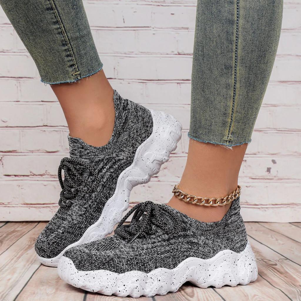 Dzianinowe Codzienne Trampki Modne Grube Buty Siatkowe Trampki na Platformie Oddychające Buty do Chodzenia Sportowe Buty z Grubą Podeszwą