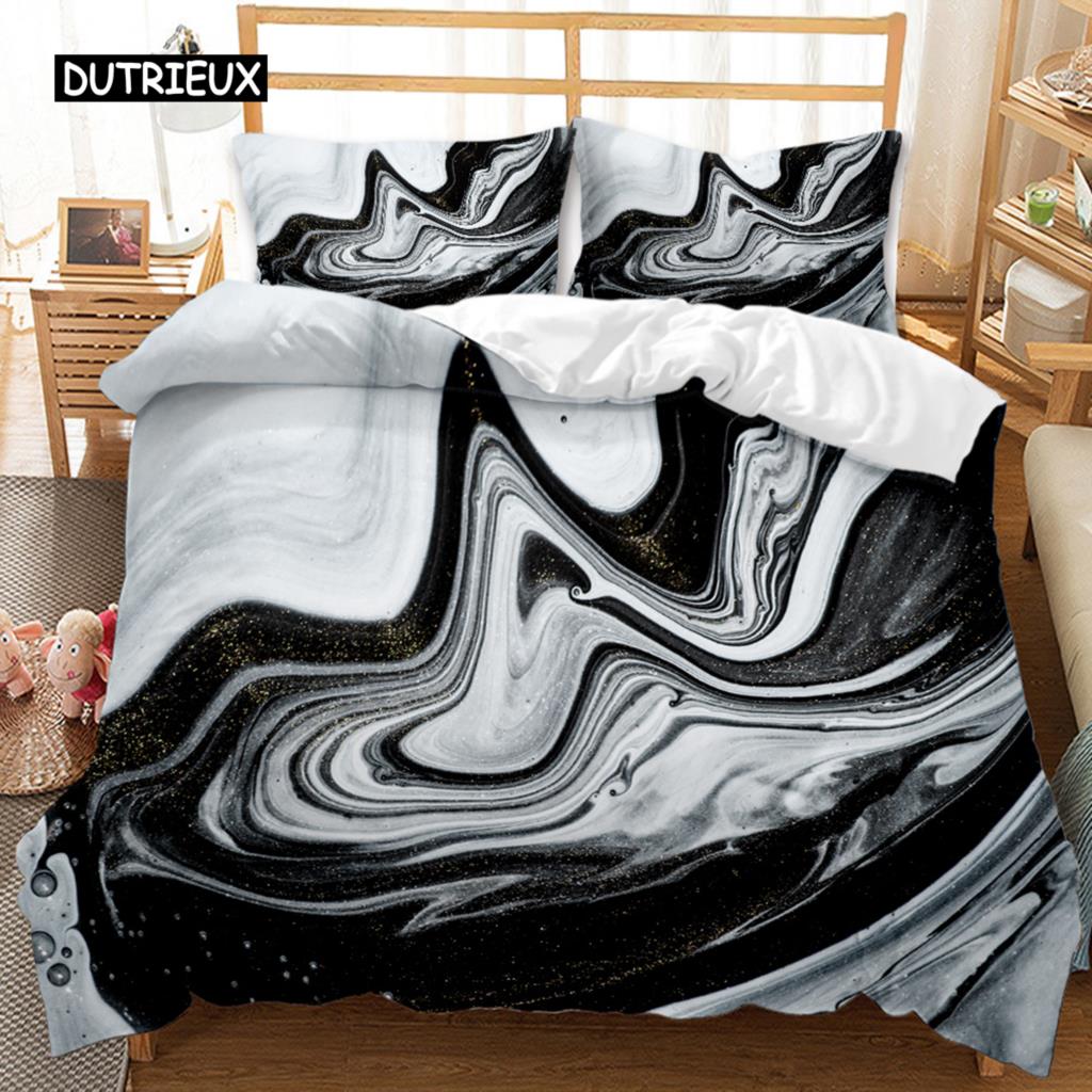 Márvány Paplanhuzat Szett Márvány Ágynemű Szett Kék Arany Absztrakt Textúra Gyerek Ágynemű Dupla Queen King Méret Poliészter Paplanhuzat