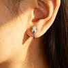 European S925 Sterling Silver Snake Earrings with Green Rhinestone Eyes and Zirconia Scales