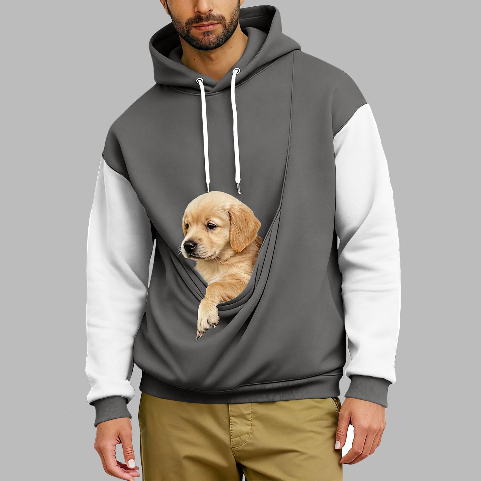 

2025 Men s Retro Color Block Hoodie - Comfortable European Style for Autumn/Winter XXXL темно-сірий