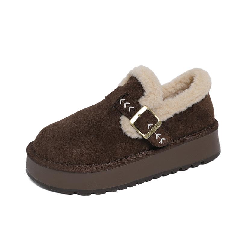 thick-soled velvet Birkenstocks women's shoes, new winter loafers, warm snow boots, and fluffy cotton shoes.