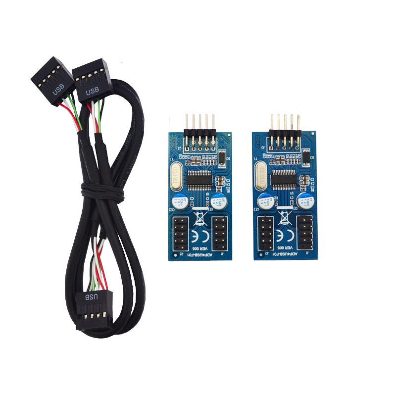 Adaptador DuPont USB 1 a 2 para Placa Base, Interfaz USB 2.0 de 9 Pines a Doble 9 Pines, En Stock