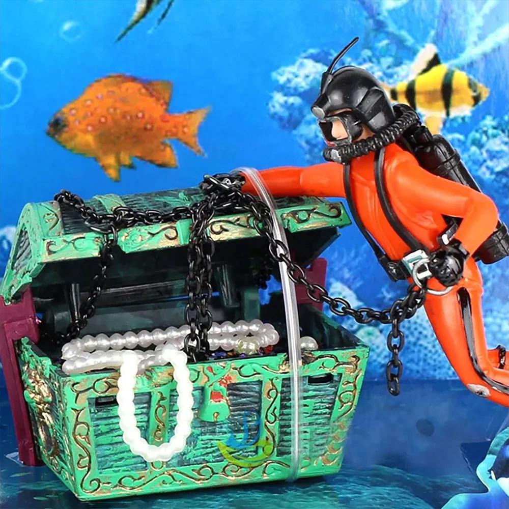 Aquarium landscaping and decoration treasure box
