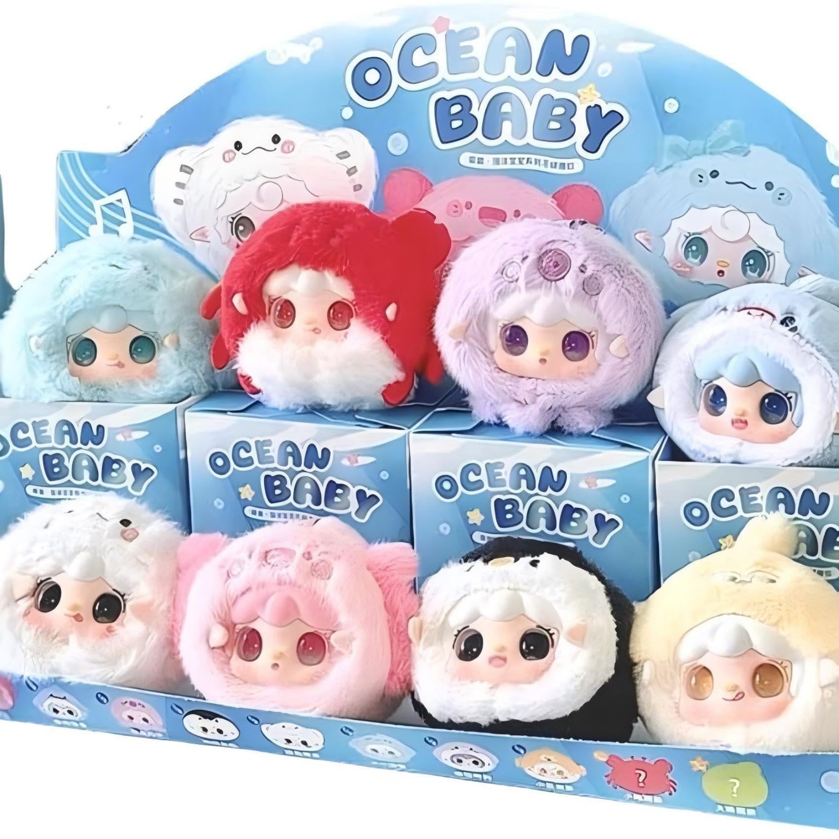 

Плюшевая игрушка-талисман Yooki Морское сокровище Успокаивающий дизайн Набор из 8 слепых коробок + Маленькие и большие секреты (Сокровище Краба и Капитан Черепаха) Пушистый Боа с