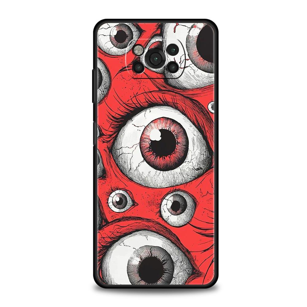 Spooky Scary Red Eye Phone Case Cover for Xiaomi Poco F7 Ultra F6 F5 F4 F3 X6 X5 X4 X3 NFC C51 C55 M4 GT 5G Soft TPU Shell Bags