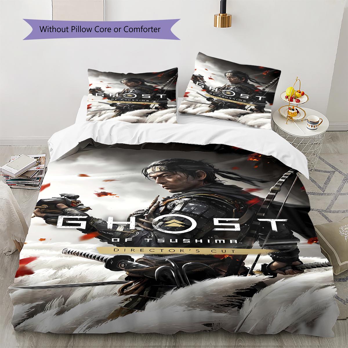 

Ghost of Yotei Pattern Bedding Quilt Set Quilt Cover Pillowcase Home Decoration Gift (1 * duvet cover + 2 * pillowcase, without core) 135x200cm