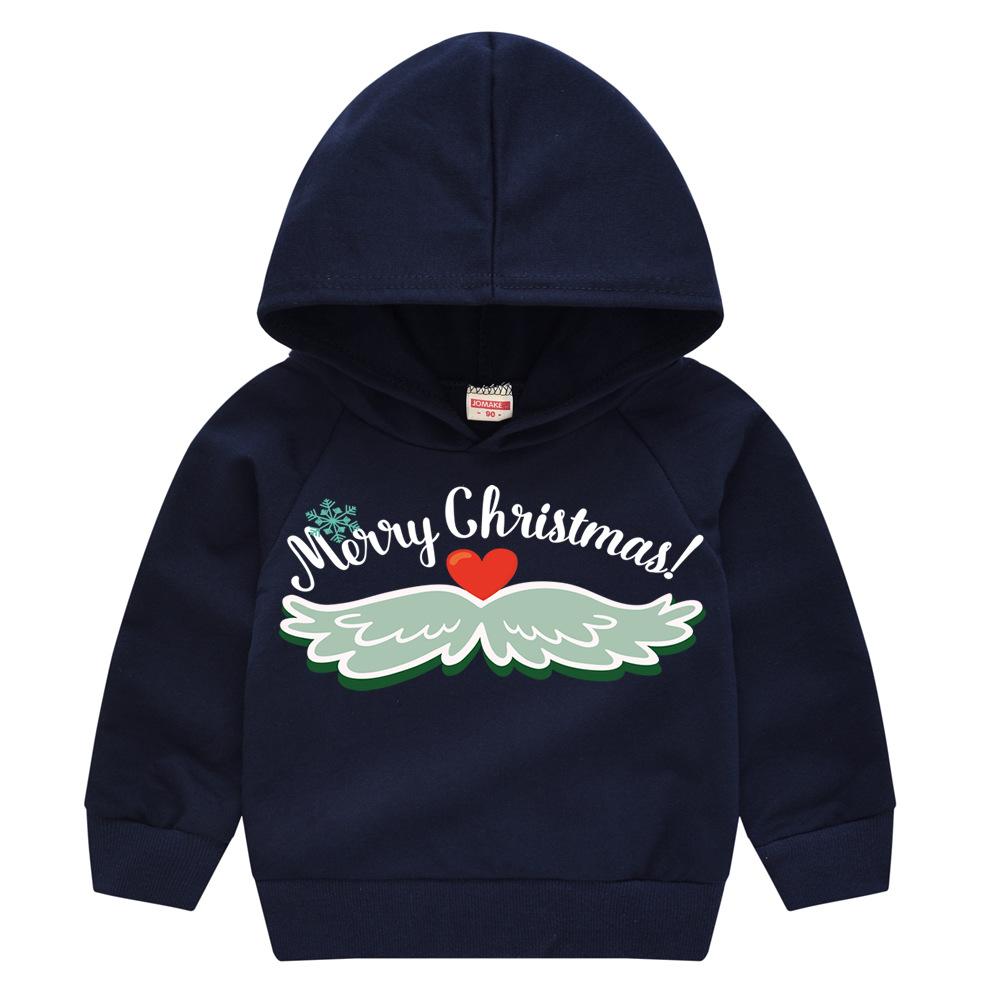 Christmas New Year Cartoon Spring and Fall Children's Printed Hooded Sweater Boys and Girls Casual Tops with Hoodie