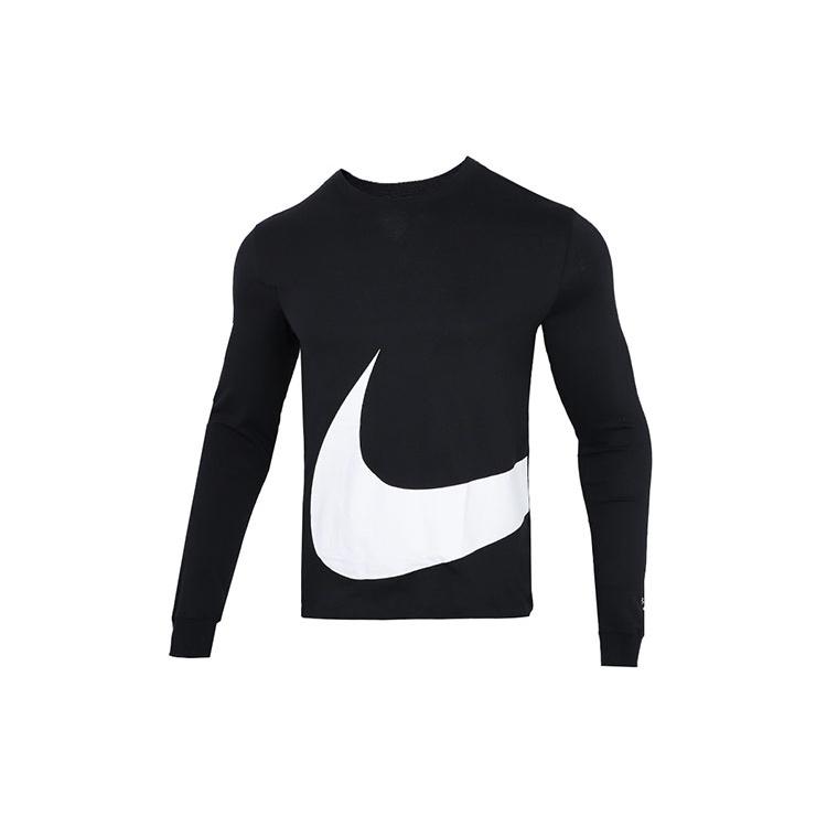 Men s Nike Sportswear Contrasting Colors Large Logo Round Neck Sports Long Sleeves Black DD3396-010 M