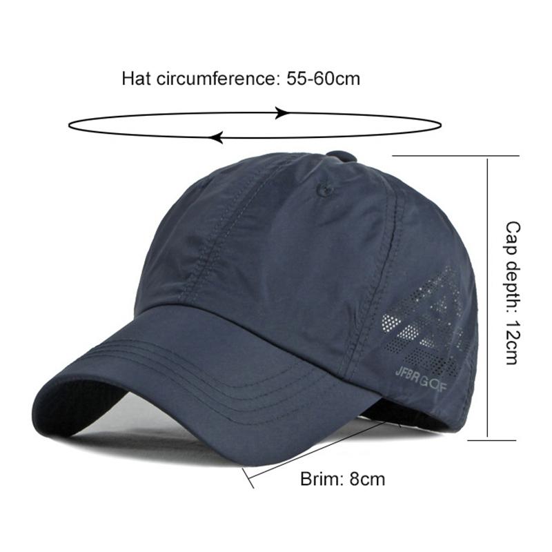 Summer Breathable Caps Quick Dry Baseball Cap Men Women Sports Golf Fishing Sun Visor Hat Solid Color Snapback Caps