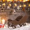 Delicate Mini Christmas Sleigh Ornament Elegant Desktop Xmas Table Decoration Sleigh Adornment Holiday Decor Christmas Gift
