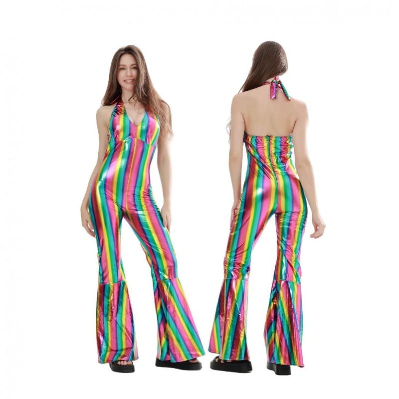 Halloween Disco Outfit Women Retro 70s Stage Performance Costume Set