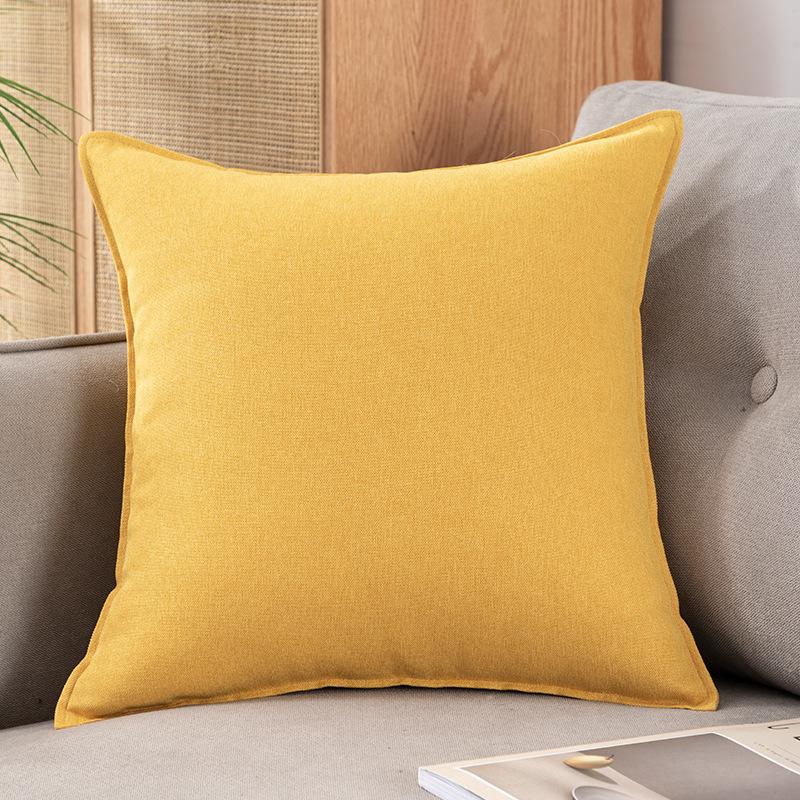 Chinese Style Fine Linen Sofa Back Cushion – Solid Wood Living Room Decor Pillow, Imitation Cotton Linen, High-End Bed Backrest.