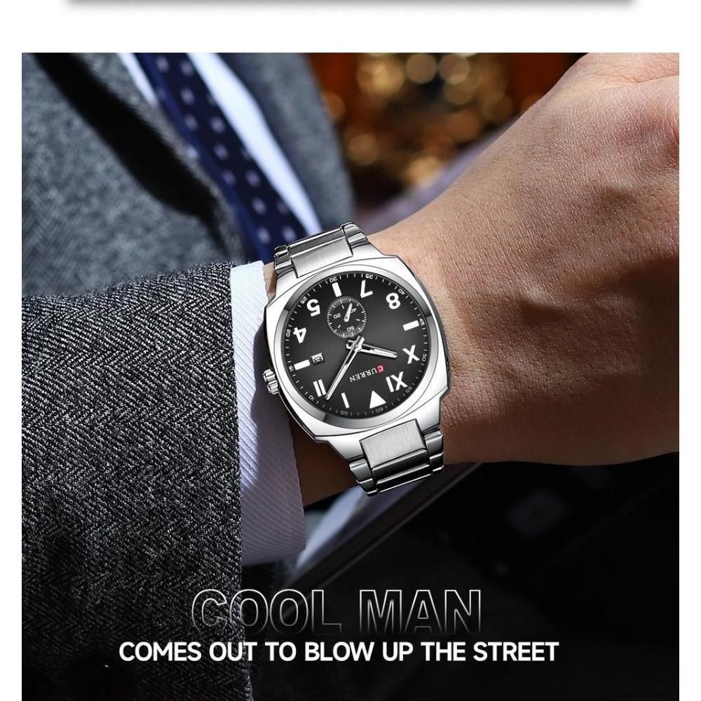 CURREN Fashion Men's Quartz Watch Independent Seconds Dial and Date-Day Stainless Steel Waterproof Luminous Wristwatches