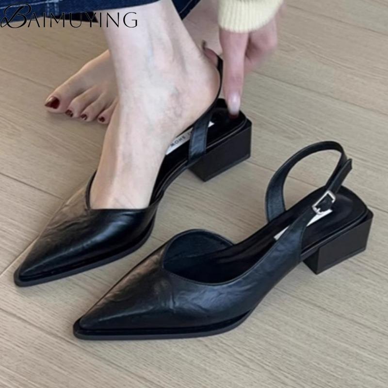 Fashion High Heels Sandals Woman Pointed Toe Heeled Shoes Shallow 2025 Summer Trend Loafers Slingback Shoes Elegant Dress Pumps Mujer