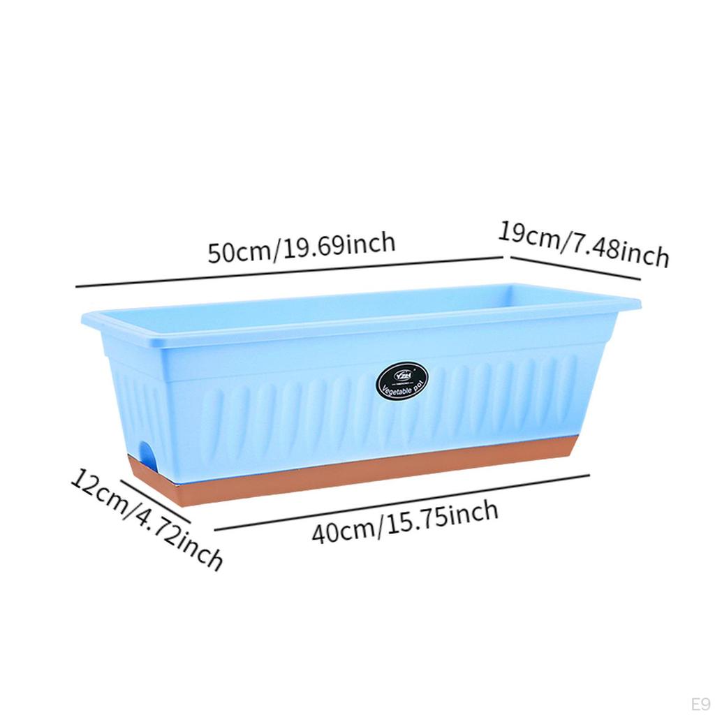 Flower Window Box Vegetable Planter Rectangle 50x19x16cm Windowsill with Drainage Holes for