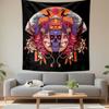 "Japanese Oni Mask with Crane Design" Patterned Tapestry Decorative Wall Hanging, Home Bedroom Living Room Decor