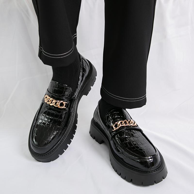 Fashion Brand Men's Business Office Leather Shoes Thick Soled Comfortable Wear-resistant Leather Shoes Fashionable and Versatile Loafers