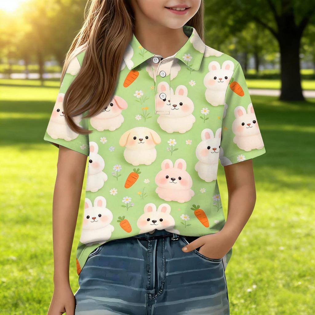 Kids Casual Short Sleeve Polo Shirt Animal Print T Shirt Lightweight Breathable Comfortable Fit for Everyday Wear