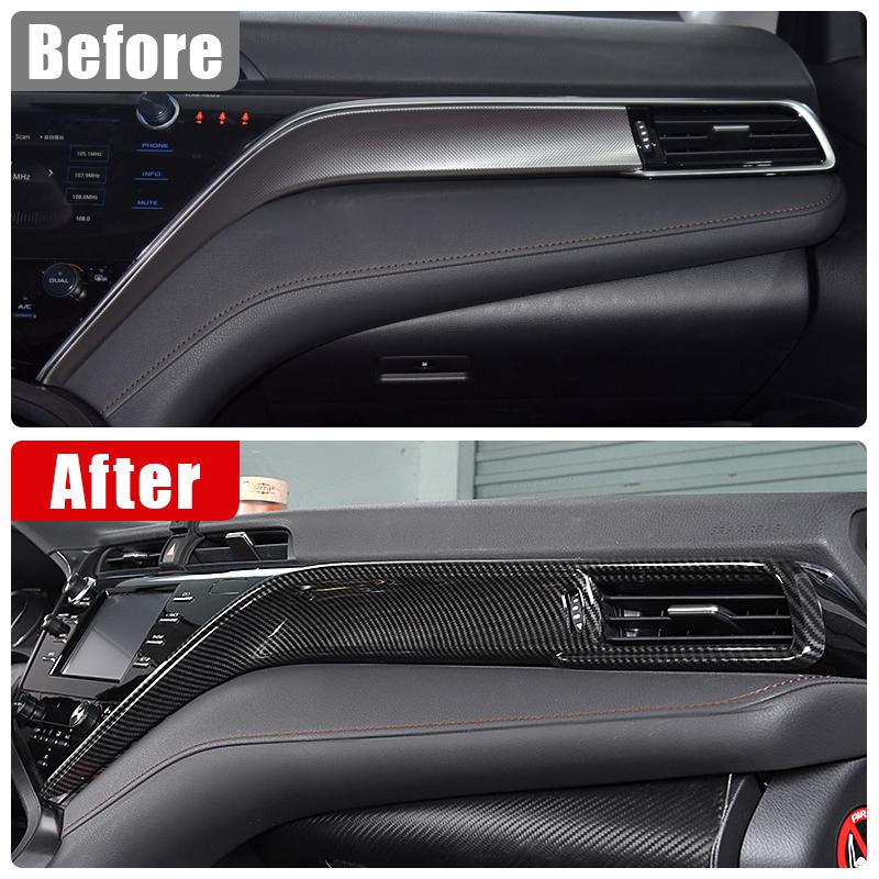 ABS Car Center Control Dashboard Frame Trim Strip Interior Decor Stickers For Toyota Camry XV70 70 2018