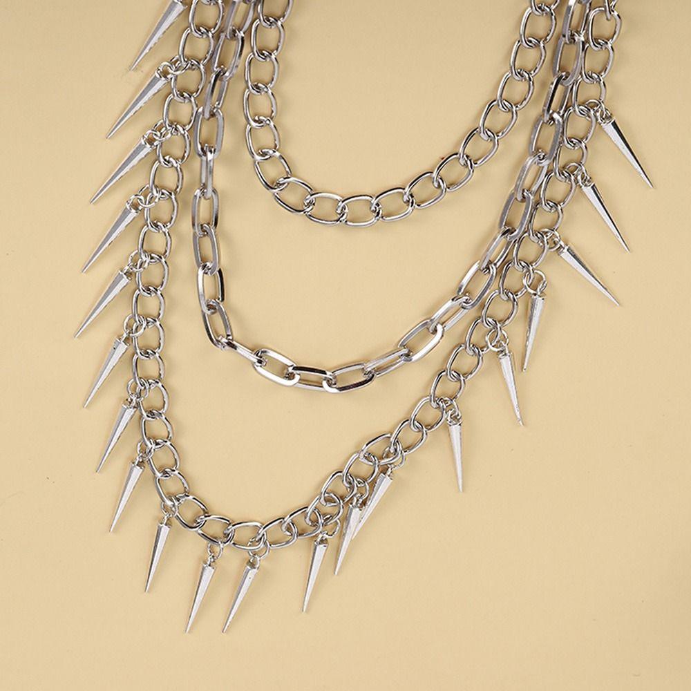 Unisex Jeans Pants Harajuku Spike Pendant Chain Link Coil Gothic Keychains Heavy Duty Waist Hook