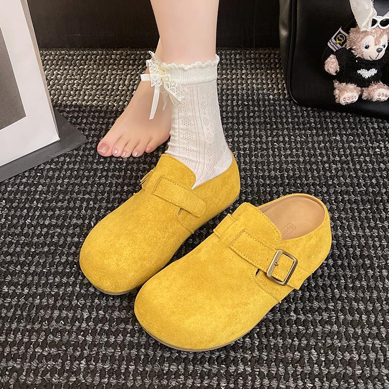 Fashion 2025 Spring and Autumn New Women's Fashion Style Half Drag Shoes with Thick Sole and Medium Heel Casual Outerwear Shoes
