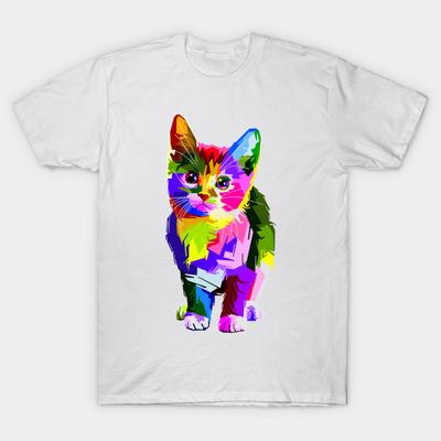 T Shirt Women Color Cat Lover Shirt Harajuku Print Kawaii Tshirt Summer Short Sleeve Female T-Shirt Top Tee