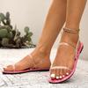 Wish large size sandals women's summer new open-toed lightweight one-word flat-bottomed cool slippers women