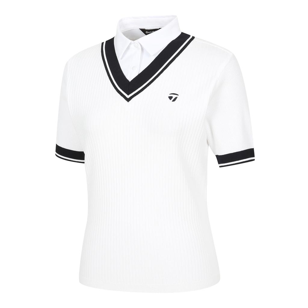 TAYLORMADE APPAREL 26Ss Women'S Layered Collared Short Sleeve Knit T8031S66124-100