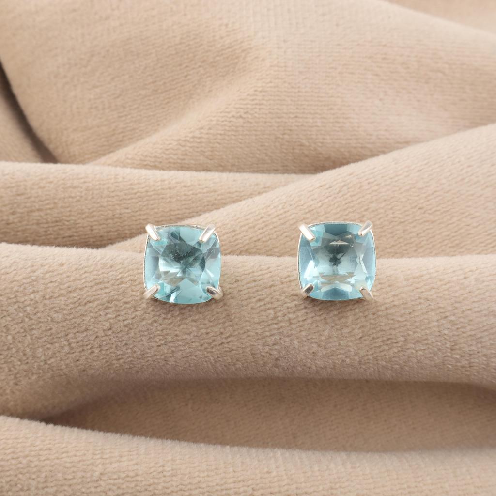 Sky Blue Topaz Gemstone 925 Sterling Silver Handmade Jewelry Pretty Studs Earring 1" Gift For Women EE-181-9
